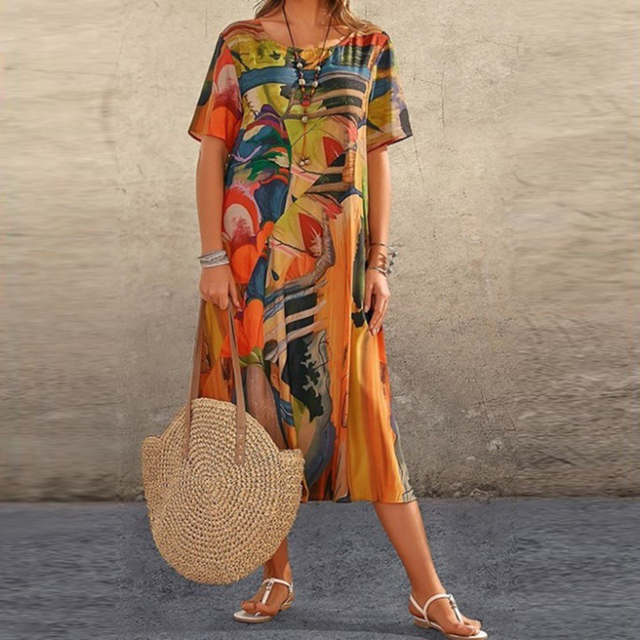 EVELINA | Chic Printed Dress with Effortless Elegance