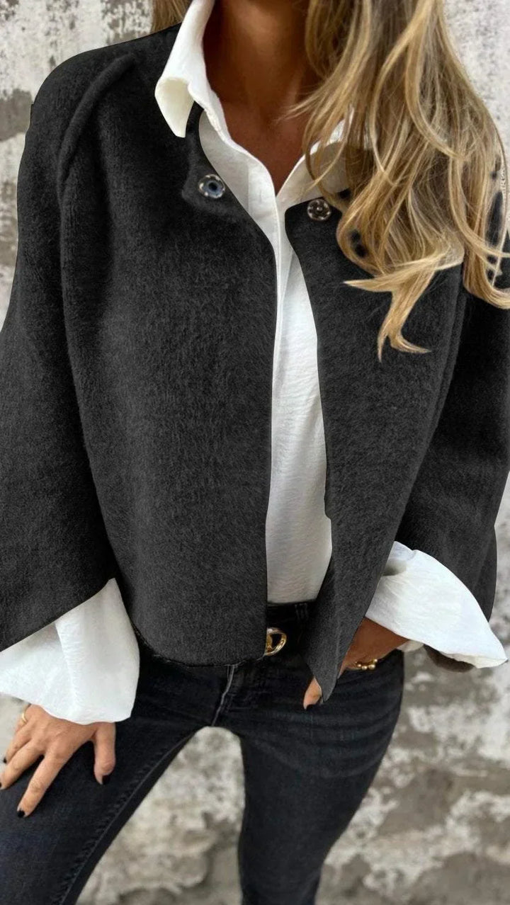 AMELINE | Classic Round Neck Wool Coat