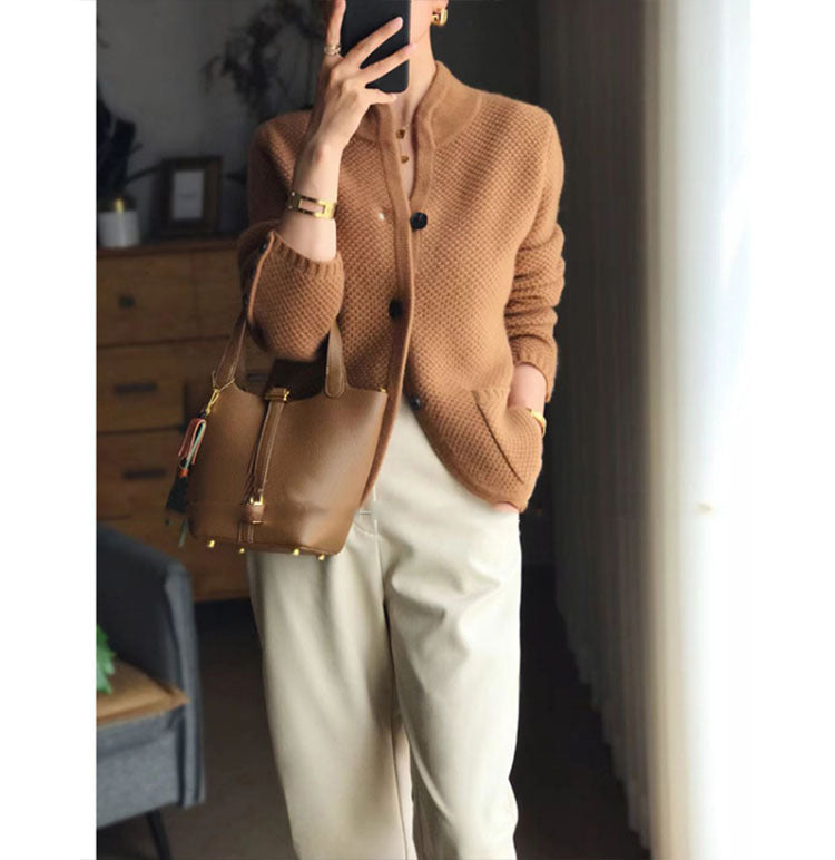 SANDRA | Elegant Stand-Collar Cardigan