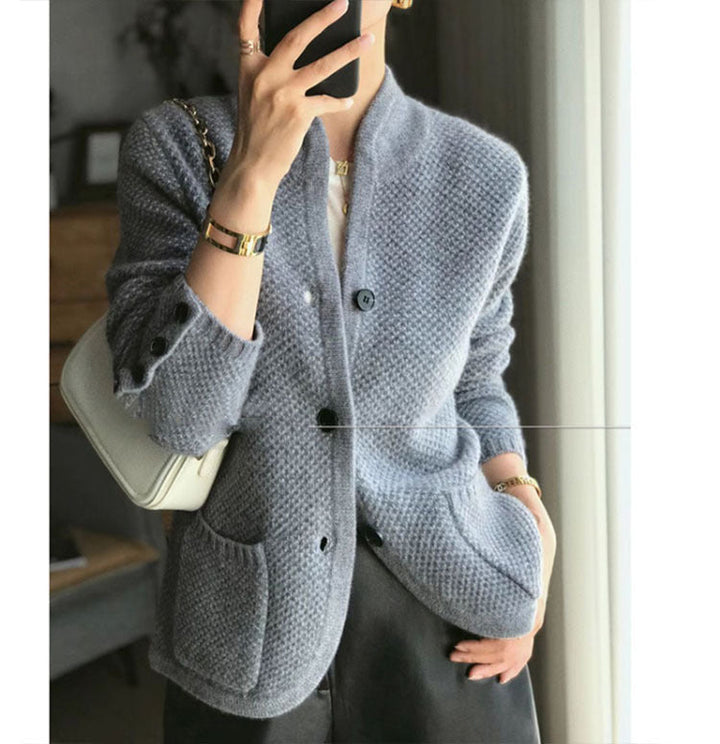 SANDRA | Elegant Stand-Collar Cardigan