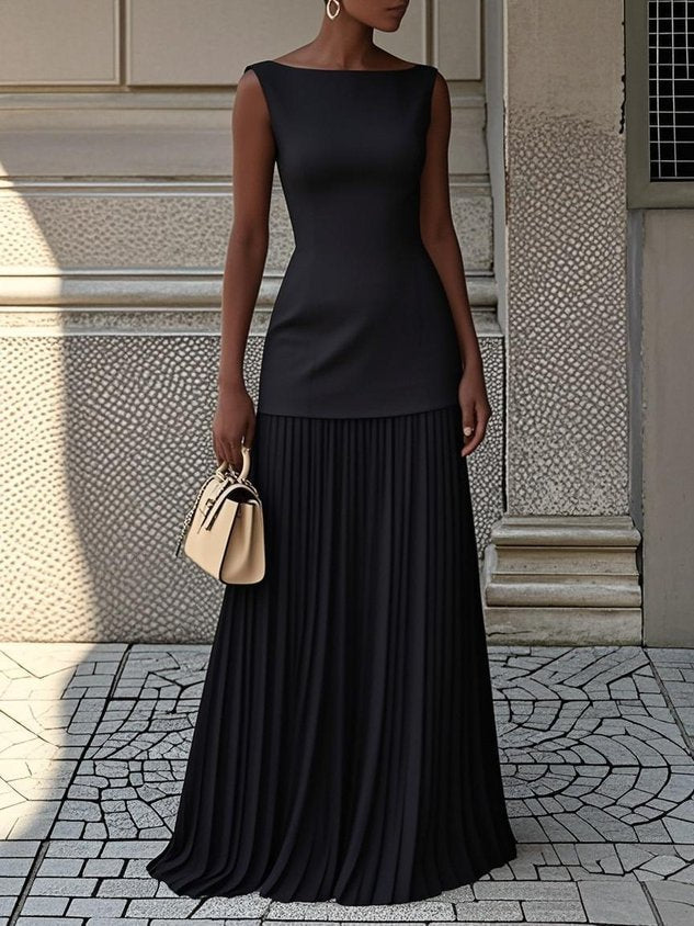 LEONORA | Sleeveless Pleated Maxi Dress