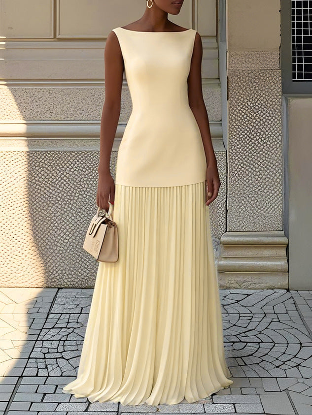 LEONORA | Sleeveless Pleated Maxi Dress