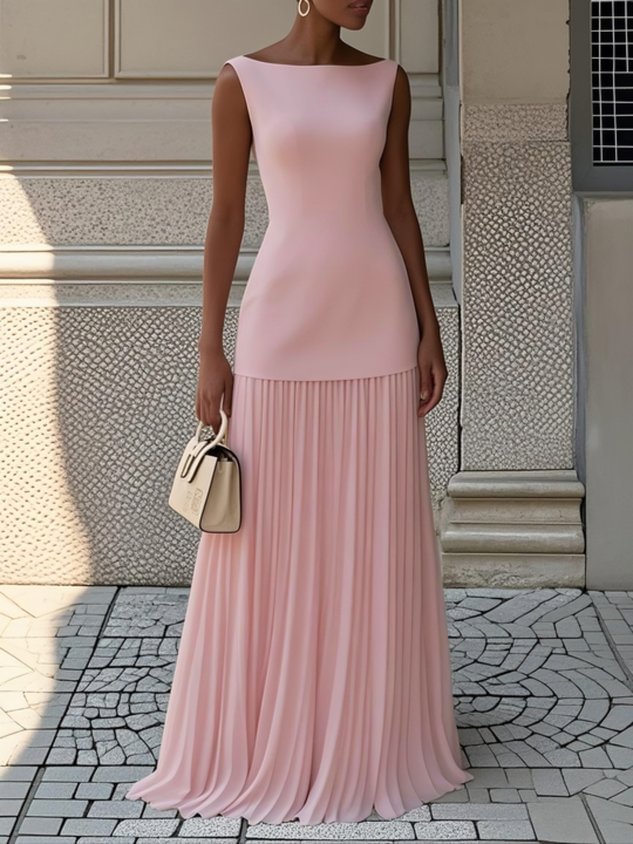 LEONORA | Sleeveless Pleated Maxi Dress