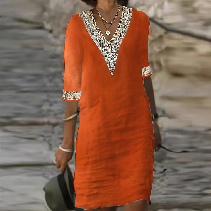 SAFFRON | Easy Elegance V-Neck Dress