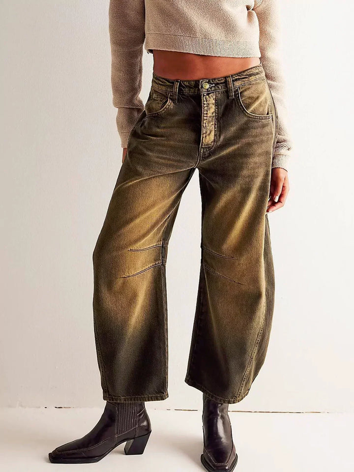 ARISTA | Bold Leopard Barrel Jeans