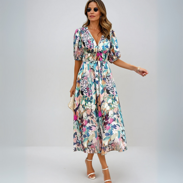 ALINA | Elegant V-Neck Maxi Dress