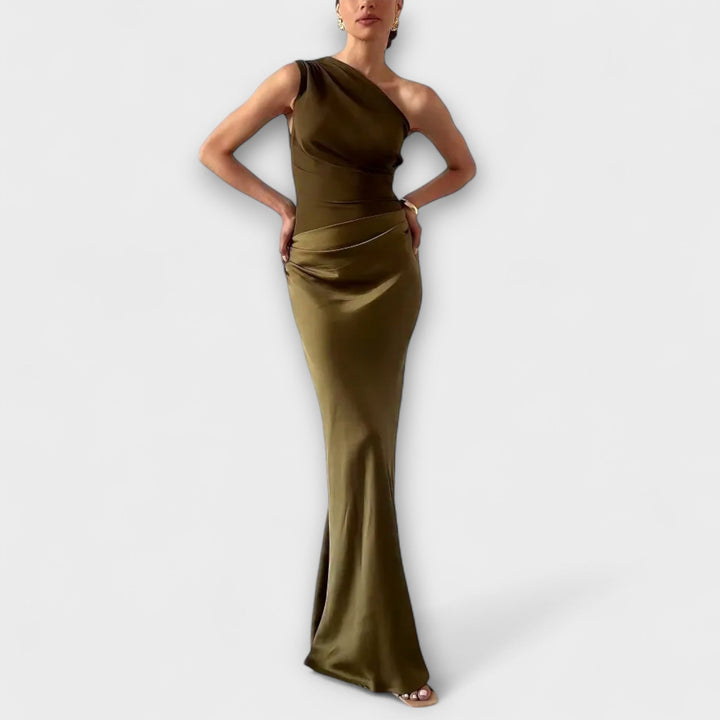 SERAPHINA | Elegant One-Shoulder Pleated Gown