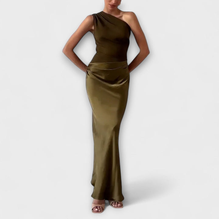 SERAPHINA | Elegant One-Shoulder Pleated Gown