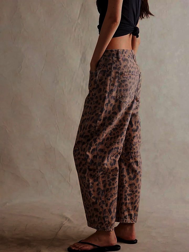 ARISTA | Bold Leopard Barrel Jeans