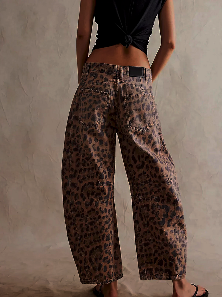 ARISTA | Bold Leopard Barrel Jeans