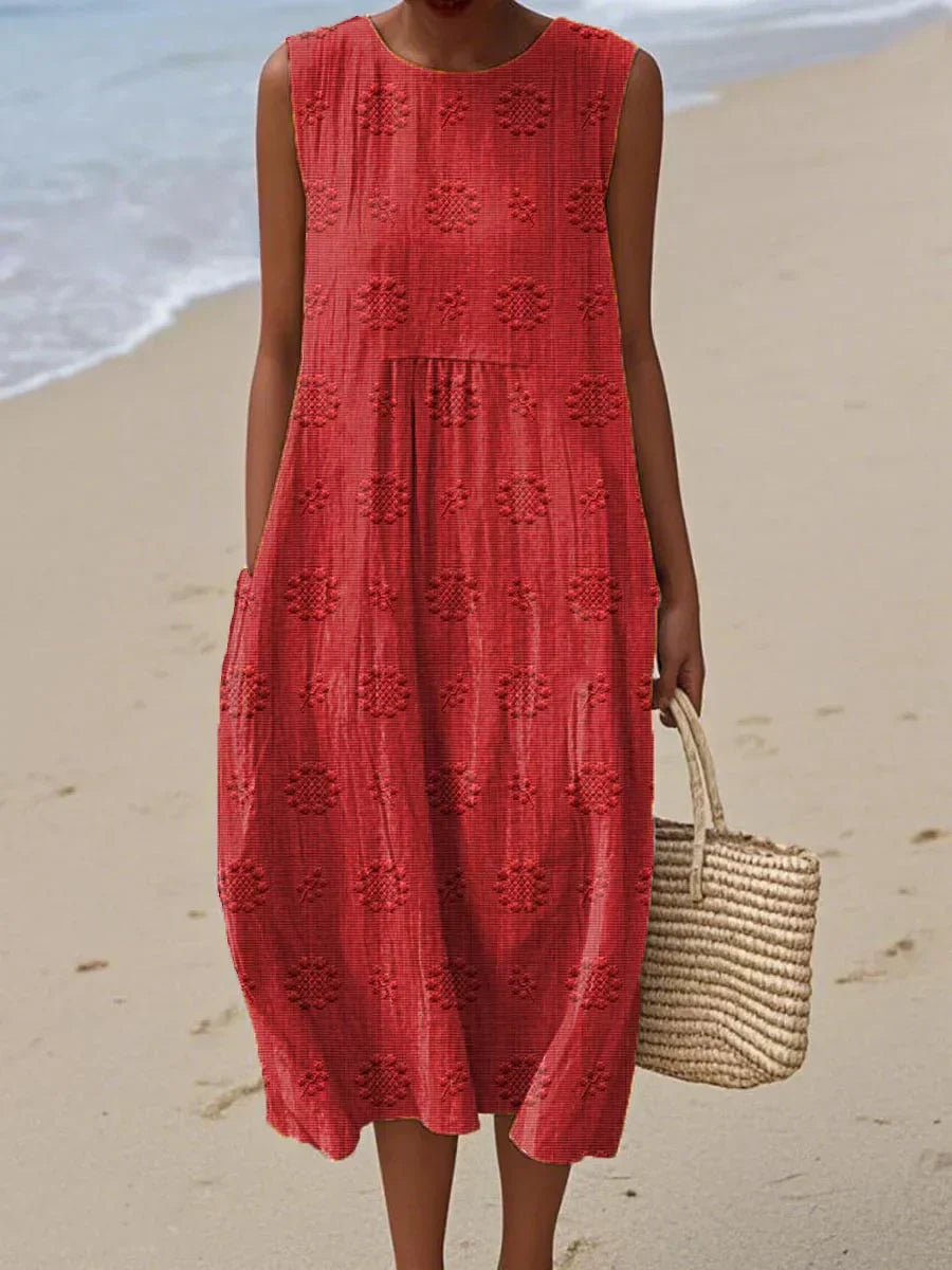 FAYE | Casual Summer Midi Dress with Pockets