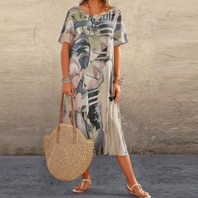 EVELINA | Chic Printed Dress with Effortless Elegance