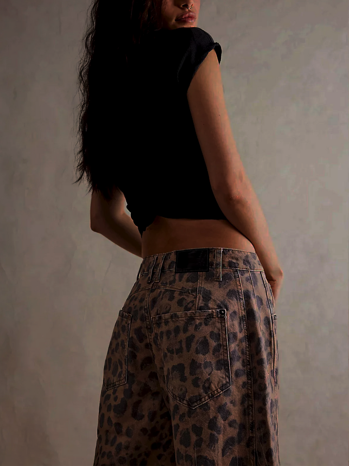 ARISTA | Bold Leopard Barrel Jeans
