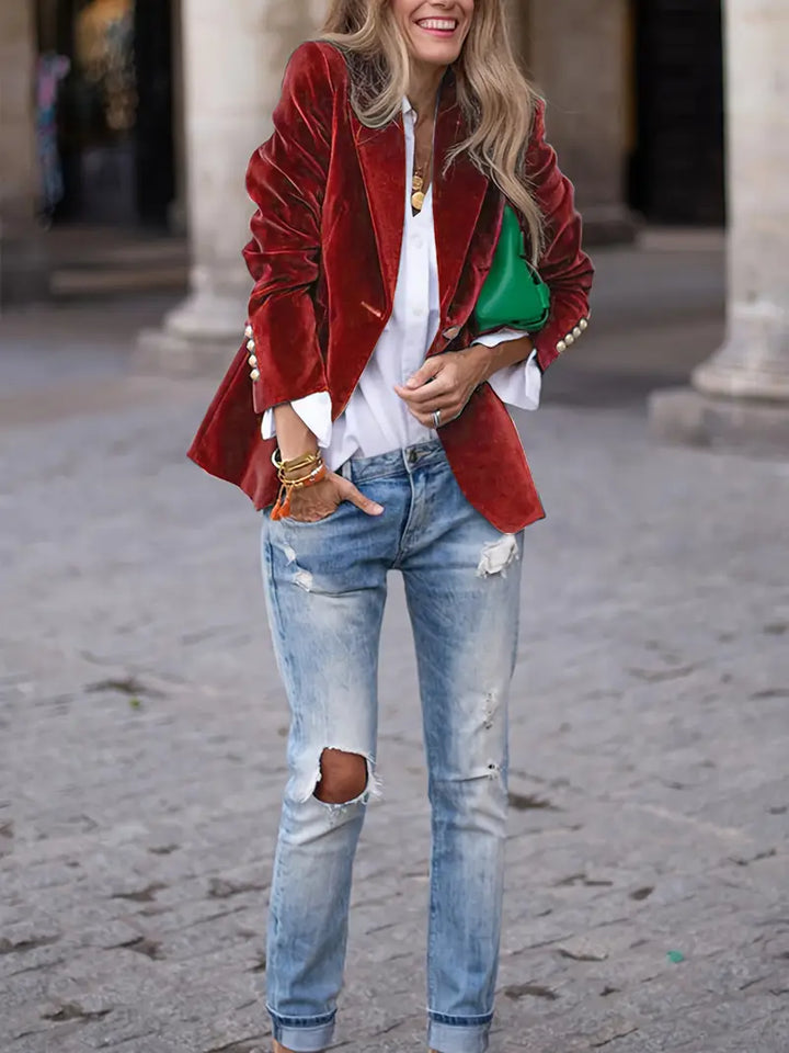SERENYA | Elegant Velvet Blazer
