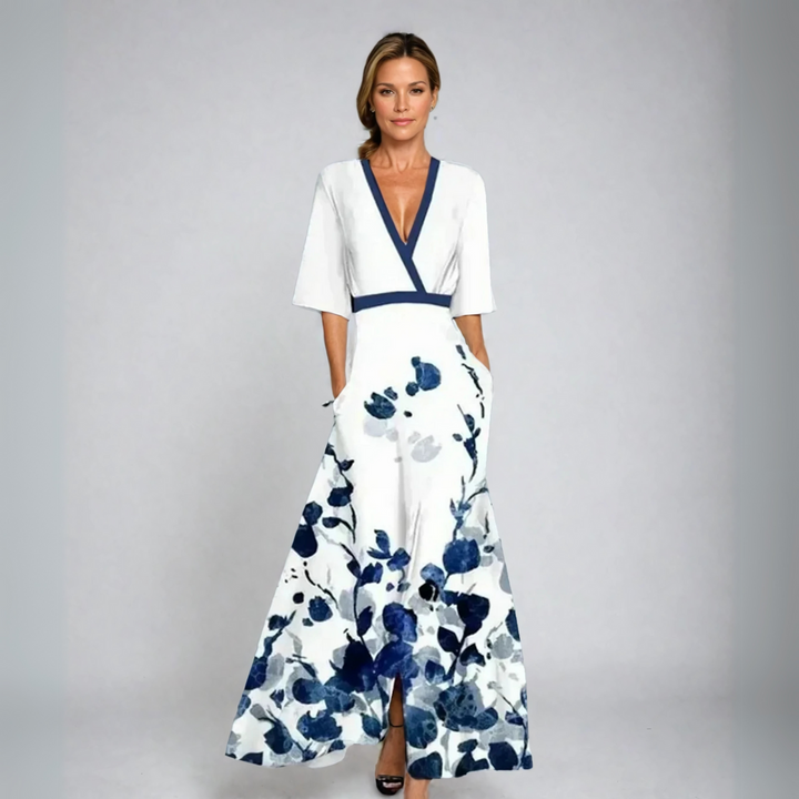 NOVA | Elegant V-Neck Dress with Draped Silhouette