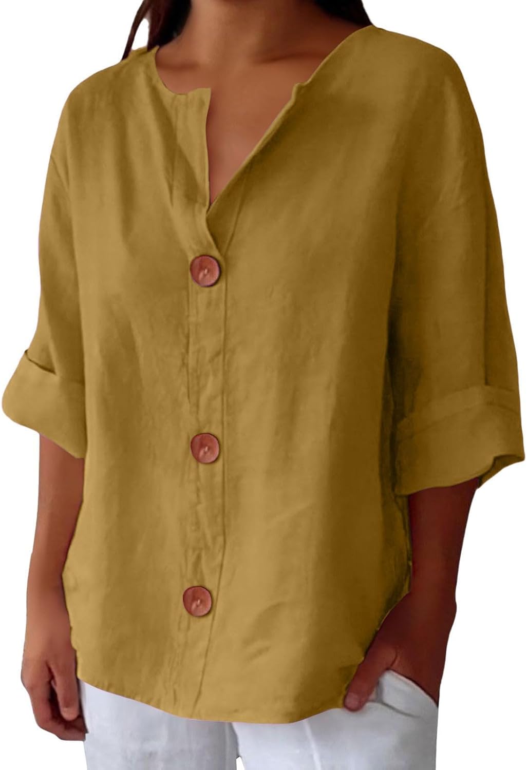 MILA | Breezy Button Blouse