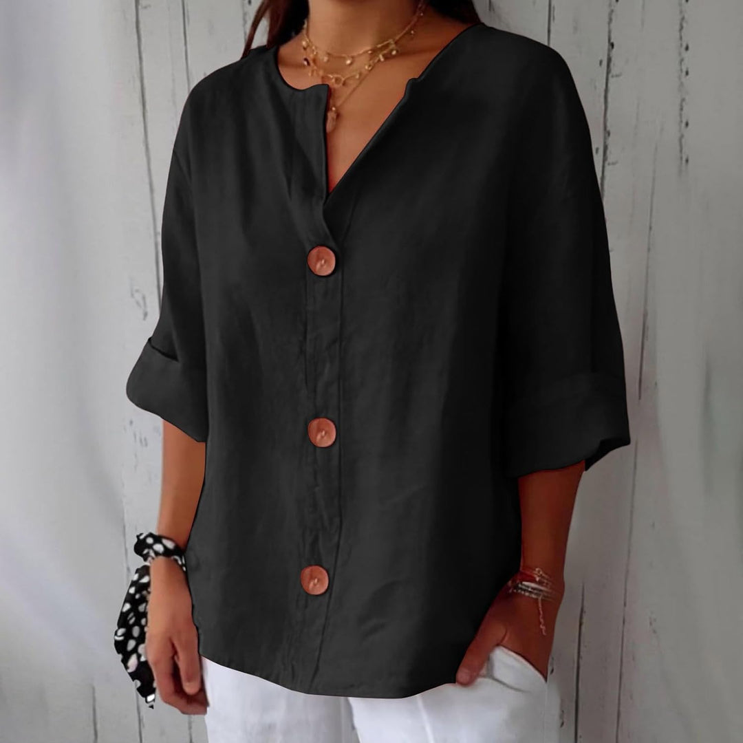 LYNTON | Lightweight Linen-Inspired Summer Blouse