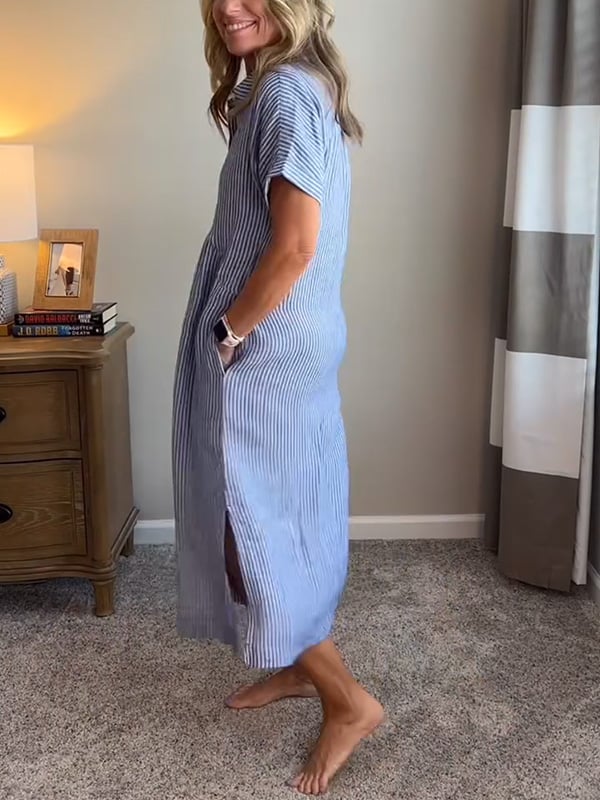 VALLEN | Striped Maxi Shirt Dress