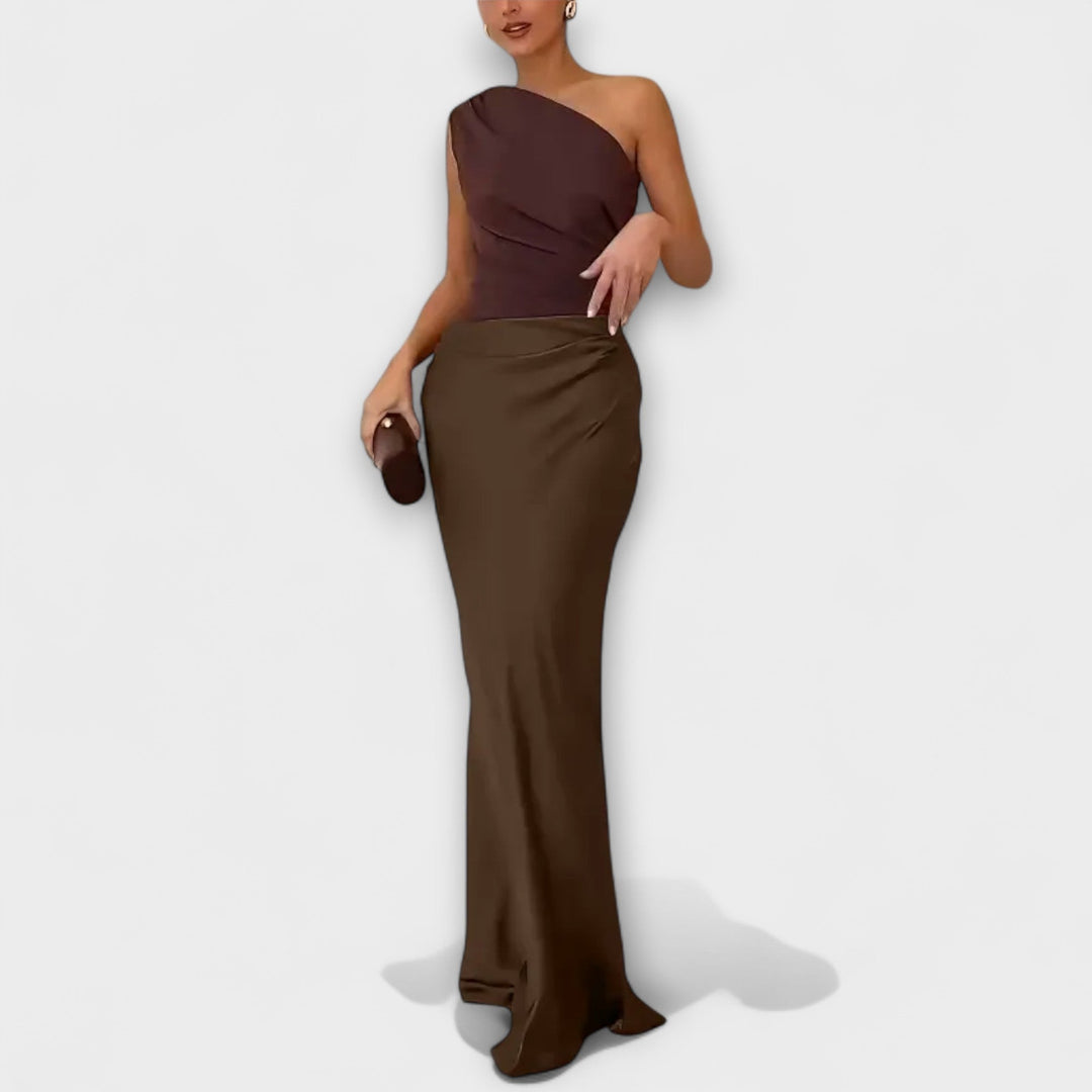 SERAPHINA | Elegant One-Shoulder Pleated Gown