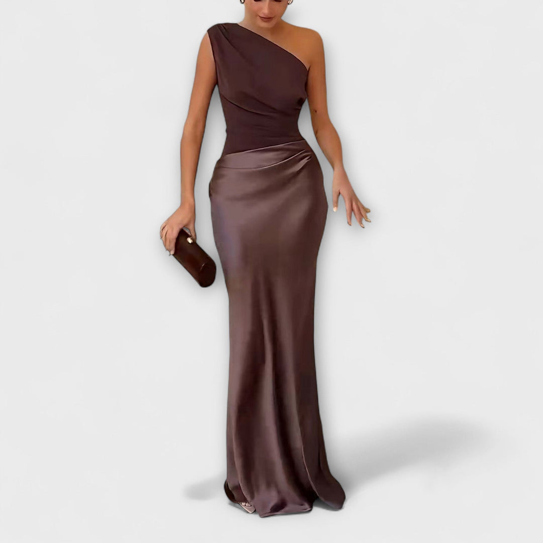 SERAPHINA | Elegant One-Shoulder Pleated Gown