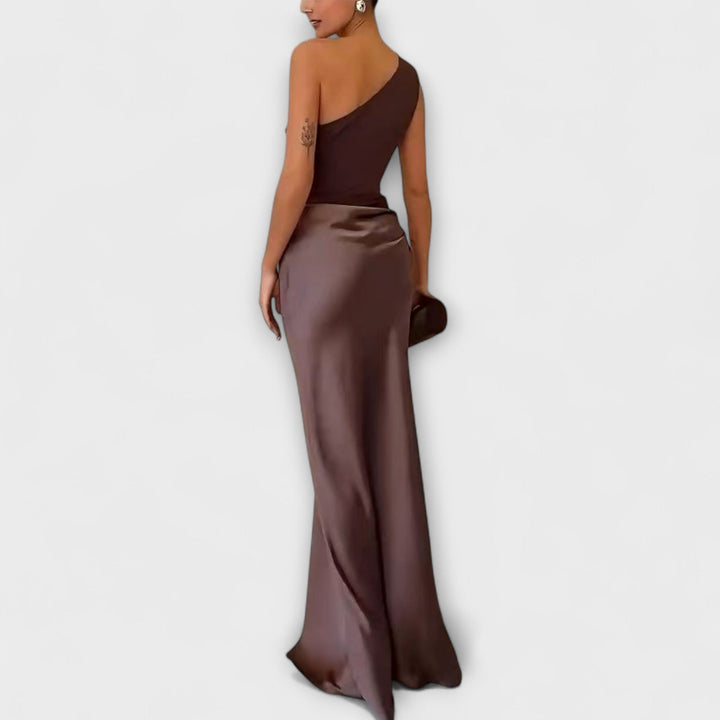 SERAPHINA | Elegant One-Shoulder Pleated Gown