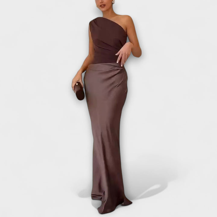 SERAPHINA | Elegant One-Shoulder Pleated Gown