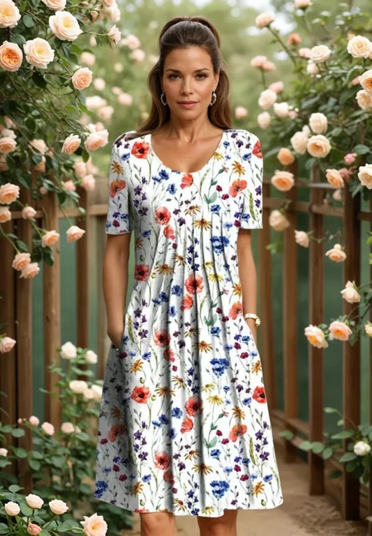 LUNA | Flowy Printed Midi Dress