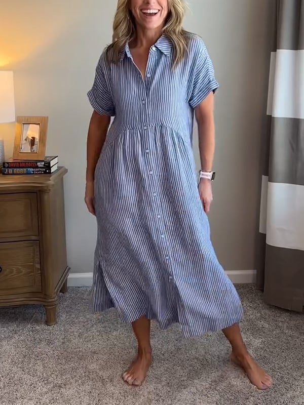 VALLEN | Striped Maxi Shirt Dress