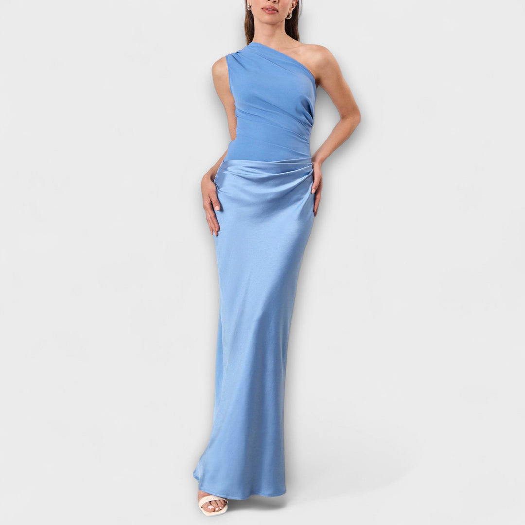 SERAPHINA | Elegant One-Shoulder Pleated Gown