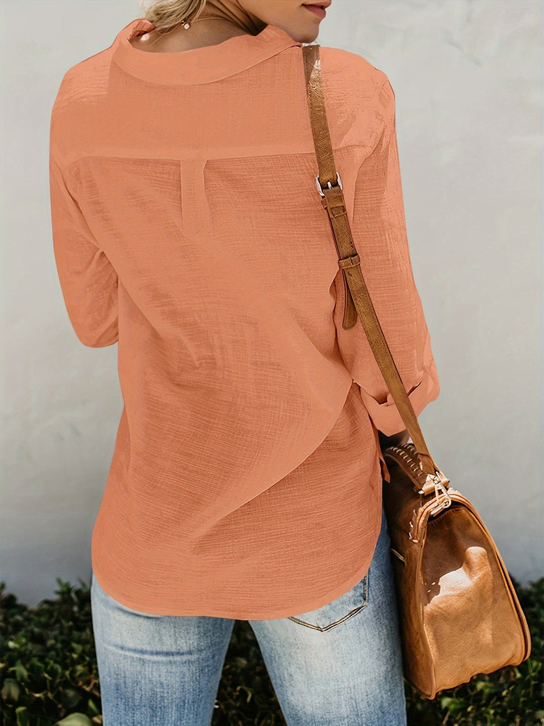 ELODIA | Bright V-Neck Blouse with Button Detail