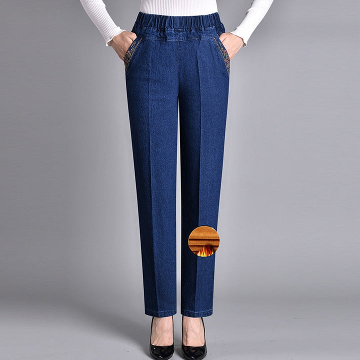 ANISTRA | Elastic Waist Jeans with Side Pockets