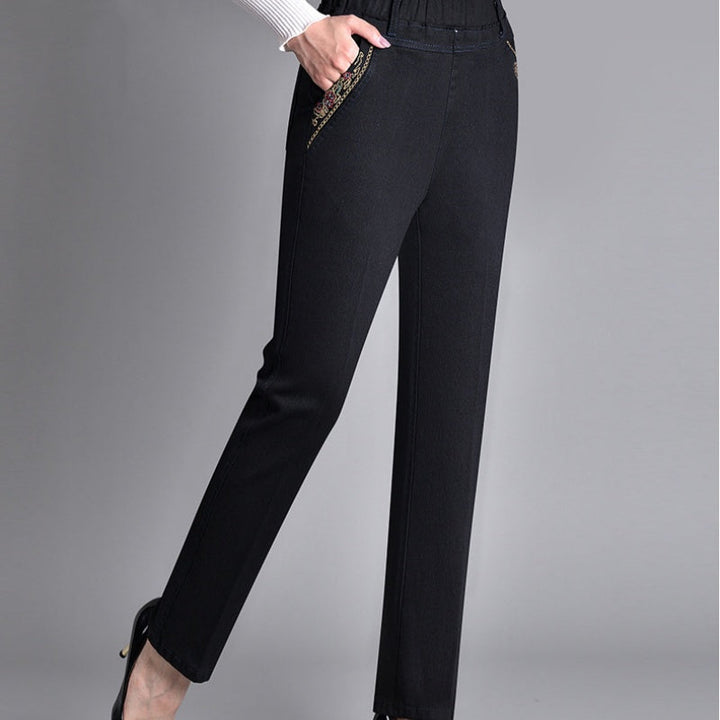 ANISTRA | Elastic Waist Jeans with Side Pockets
